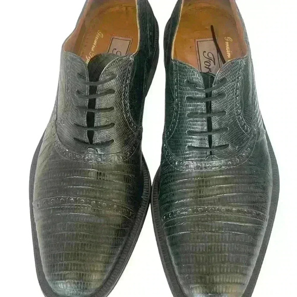 Forli Genuine Teju Lizard  Gray Blue Cap Toe Lace Up Oxford Shoes Mens Sz 9 - Picture 11 of 14